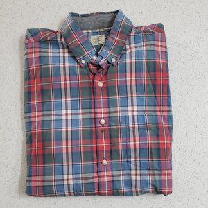 Sewn For J. Crew Men's Long Sleeve Button Down Plaid Shirt 2 Ply Cotton | Sz M